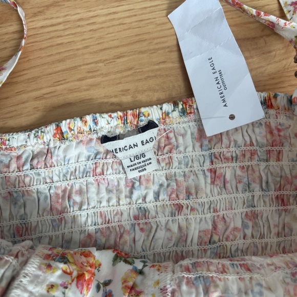 NWT American Eagle Floral Smocked Cropped Corset Top Size Large - Picture 3 of 5